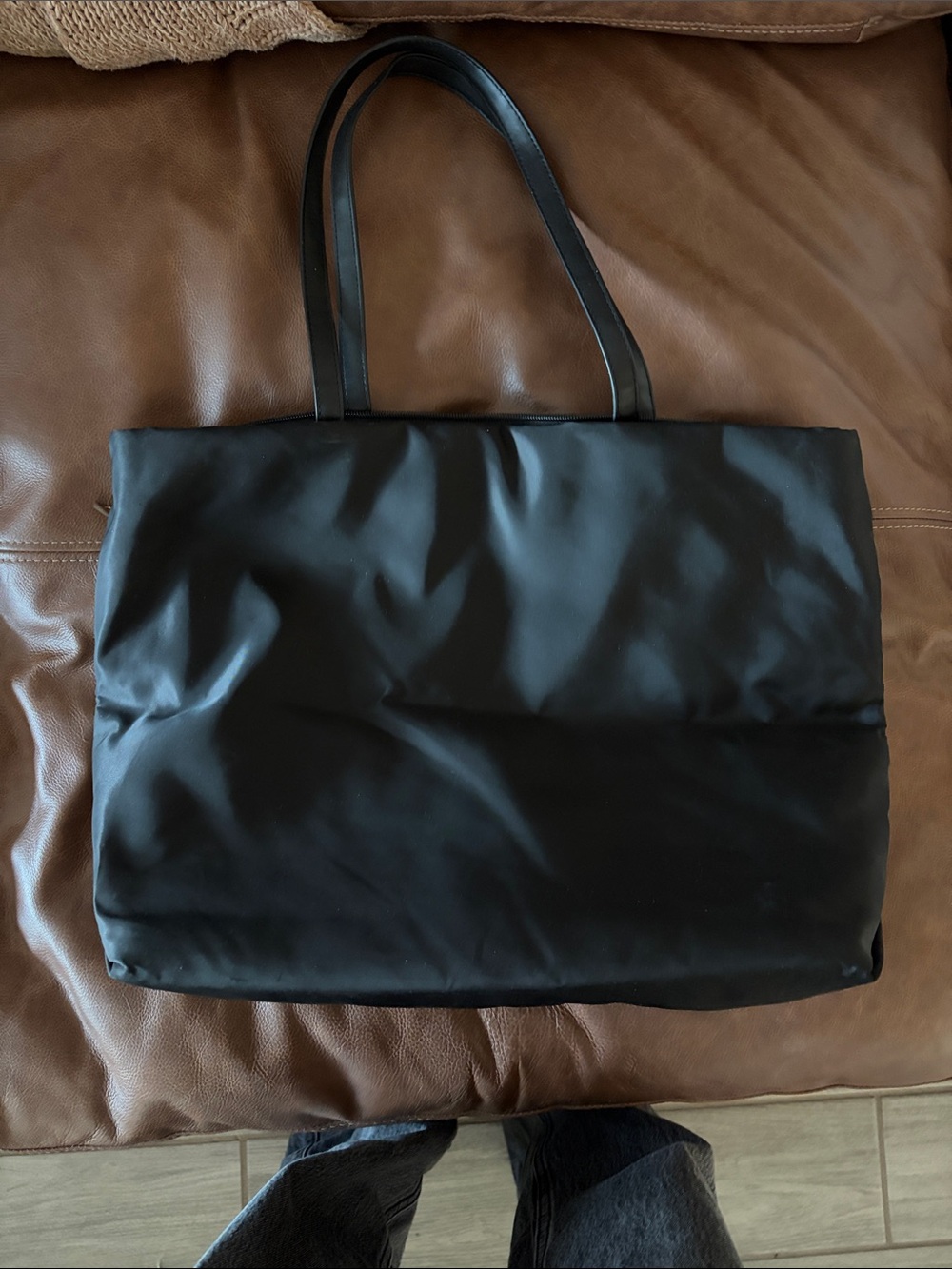 a new day Black Tote Bag with Dual Shoulder Straps